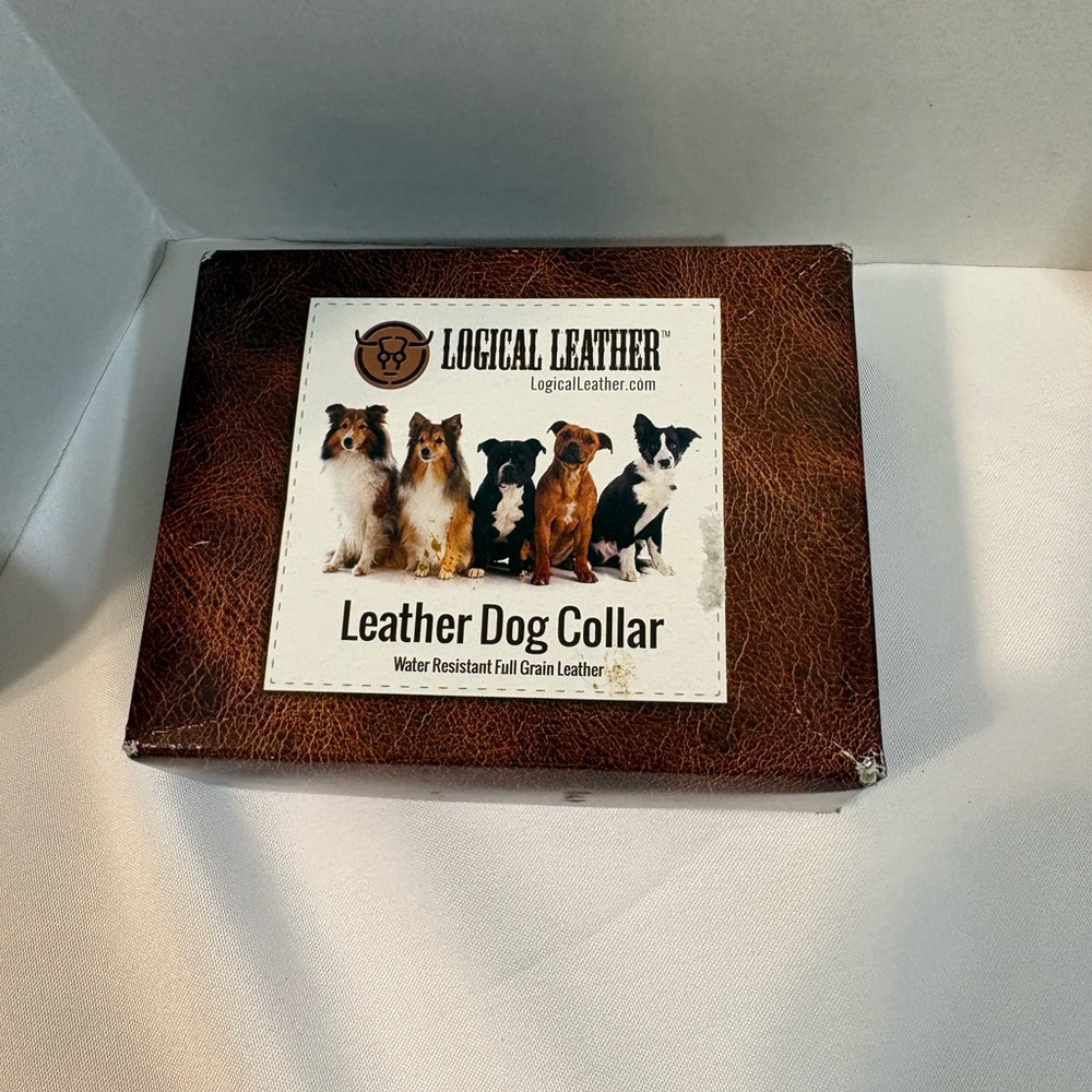 Logical‎ Leather Brown full grain Leather Dog Collar Water Resistant small